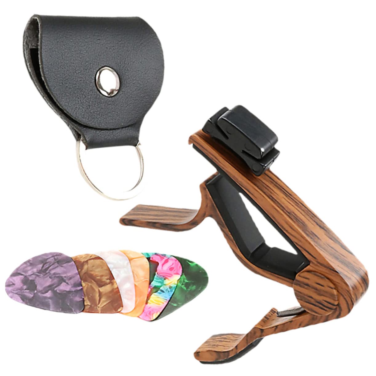Toyvian 4 zestawy strojenia do gitary akustycznej, profesjonalny kapodaster do gitary akustycznej, profesjonalny kapo, kostka gitarowa, zacisk do gitary elektrycznej, gitara basowa, metal, banjo ABS