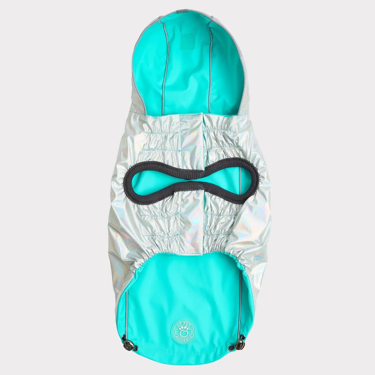 GF Pet Reversible Raincoat - Regenjacke- wasserdichte Hundebekleidung- Größe M Hundemantel Rückenlänge 38cm- Neongelb mit Krawattenfärbung