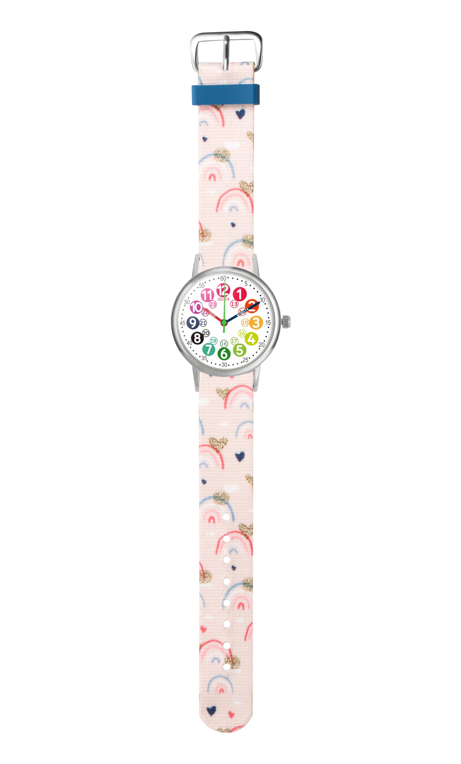 ITOOZYNN Kids Watch for Girls and Boys,for Children's Toddler Learning Time and Easy to Read Time, Adjustable Nylon Strap,Analog Watch for Boys and Girls Ages4~11 (Rainbow)