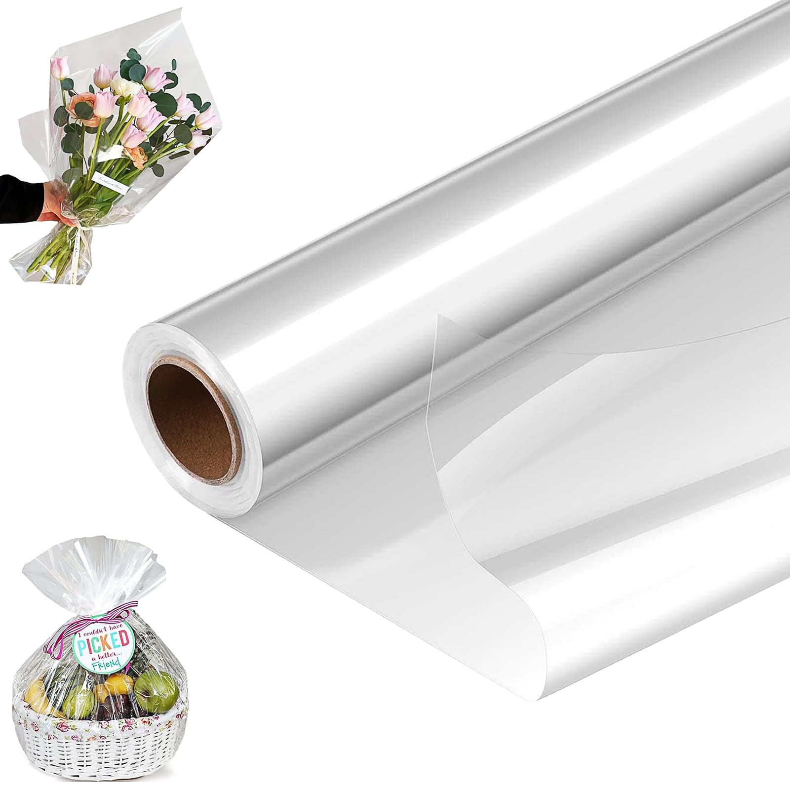 Ultra-Clear Cellophane Wrap RollοΌ40 cm x 30 MP Clear Cellophane Paper 2.2 Mil Transparent Wrapping Paper for Flowers Bouquet Basket Gift Crafts