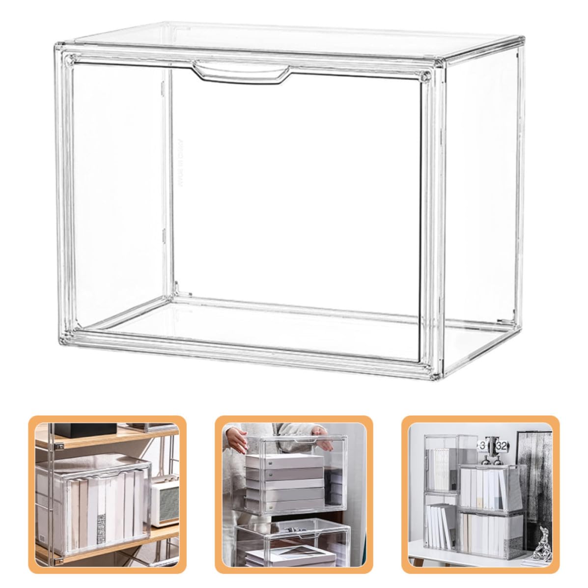 EXCEART Organizer per Libri Trasparente Antipolvere, Contenitore per Conservare Libri Impilabile Verticalmente, per Studenti e Libri di Testo, per Camera da
