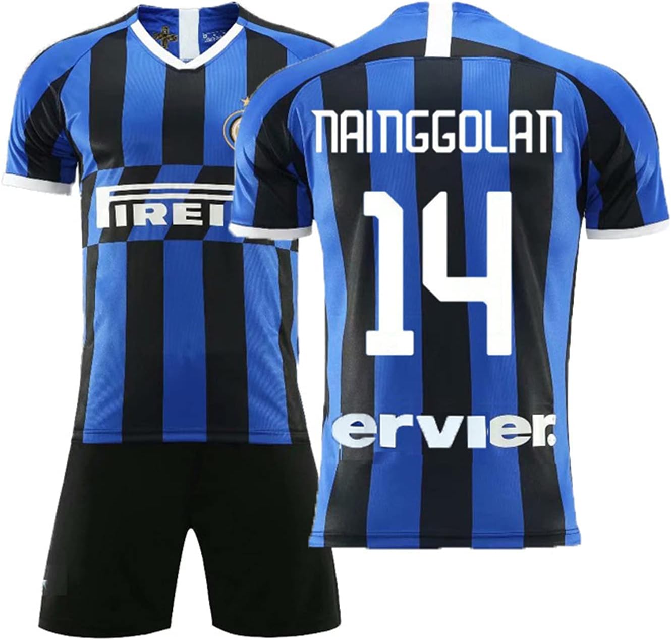 Amazon Co Jp サッカーユニフォーム 21ルカクインテルミラノホームサッカージャージ背番号14nainggolan上下セット子供大人用 ジャージ青と黒の縦縞 サッカージャージ Tシャツ半ズボンサッカーウェアレプリカマッチトレーニングチームスポーツウェア通気性 ジュニア