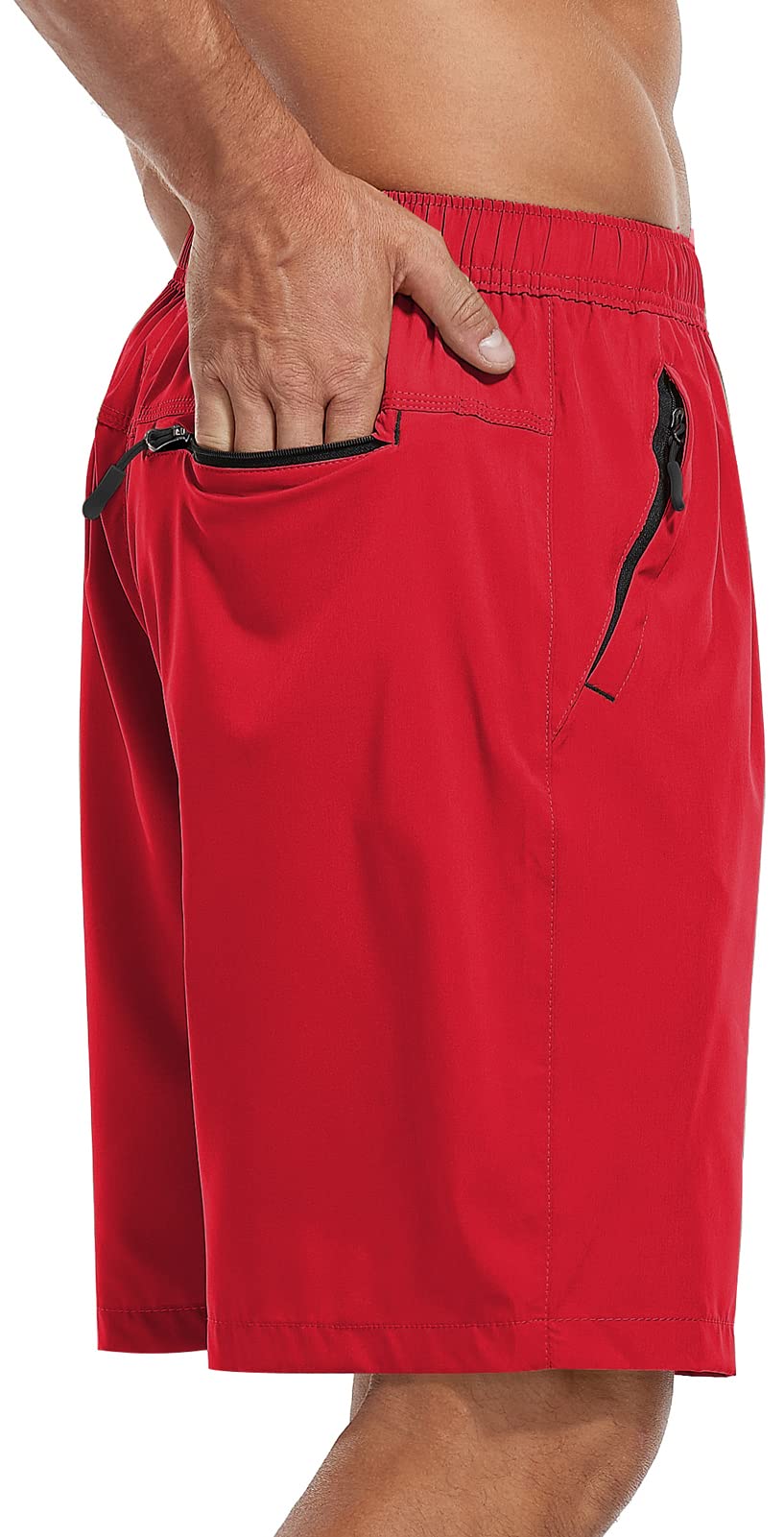 SPOSULEI Men's Athletic Hiking Shorts Water Resistant Quick-Dry Lightweight Outdoor Sweat Shorts with Zipper Pockets