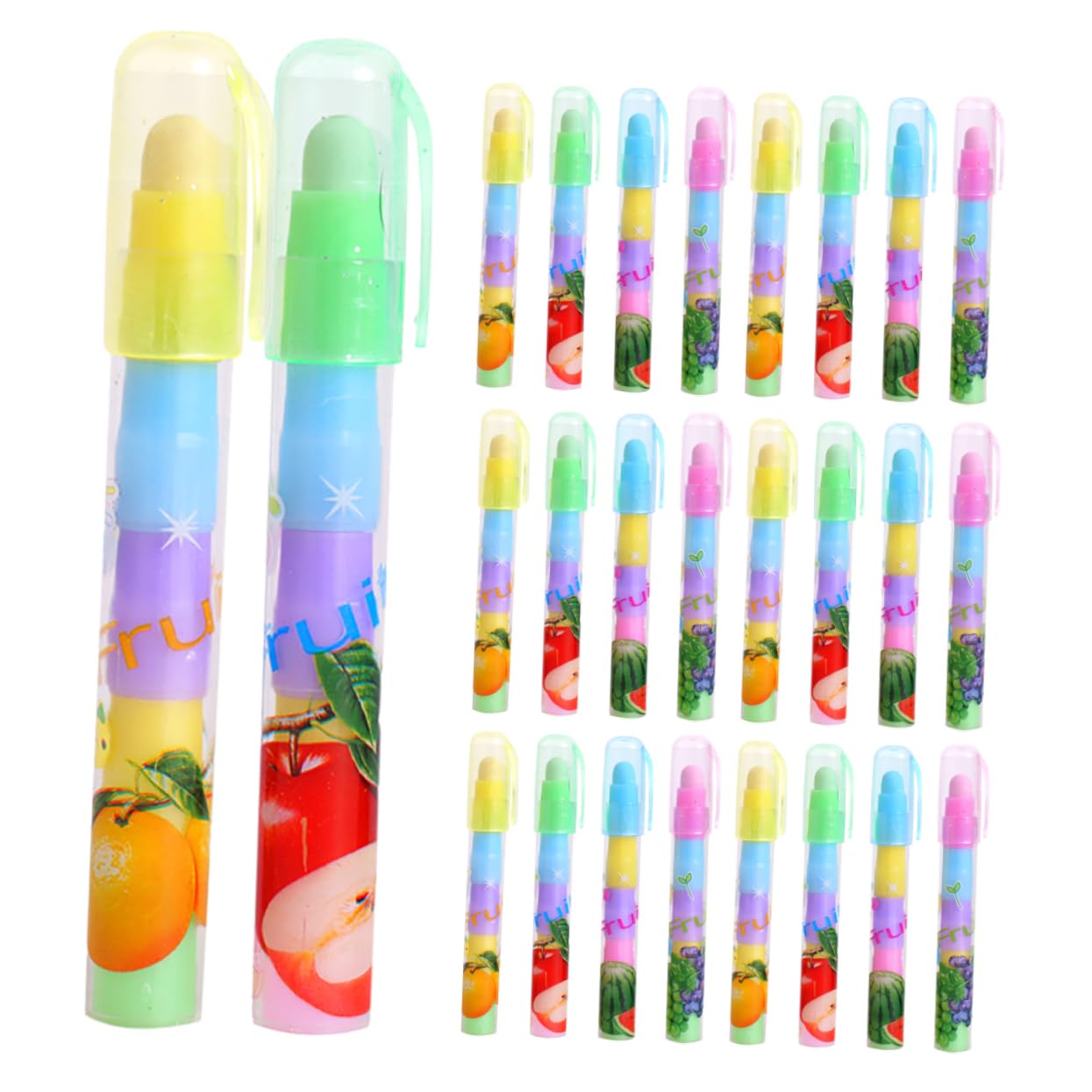 Homoyoyo 36 Pièces Set de Gommes Fruits Détachables pour Garçon Fille Gommes Colorées Forme de Stylo pour École et Fêtes Fournitures Scolaires Amusantes et Pratiques