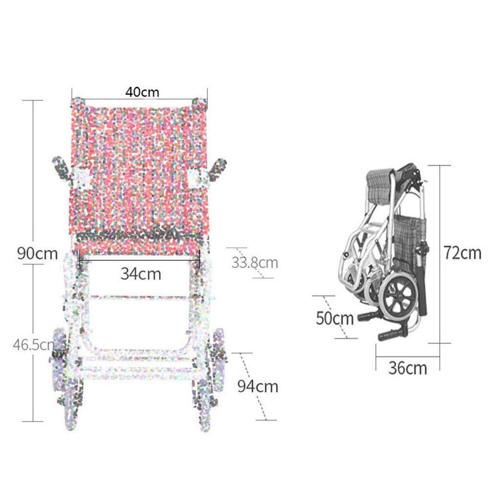 Trolley para Personas Mayores Silla de Ruedas -Sillas de Ruedas autopropulsadas - Trolley Plegable para niños en Silla de Ruedas - Scooter portátil de Ruedas pequeñas
