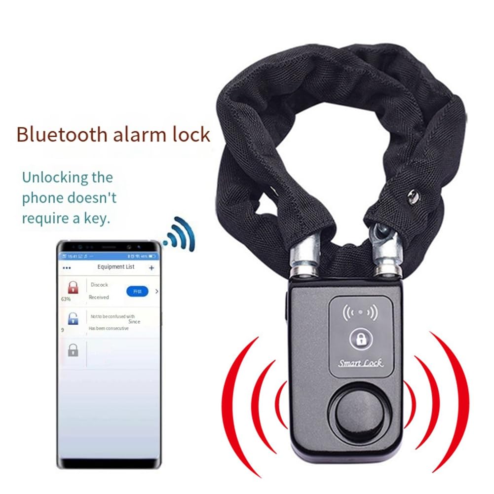 Keyless Chain Lock Bluetooth Bike/Motorcycle Gate/zamek do drzwi, alarm antykradzieżowy, 110 DB, aplikacja na telefon, kontrolowana, czarna