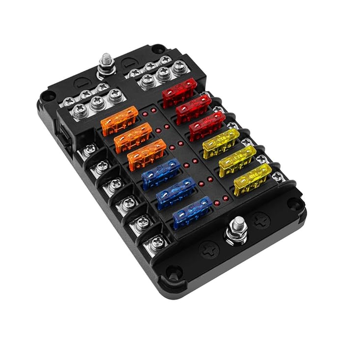 Buy KAOLALI Fuse Box, Blade Fuses Block with Negative Bus 12 way Car