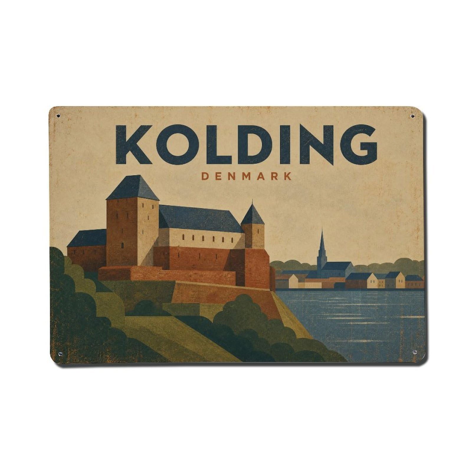 Metal Tin Sign Vintage Travel Denmark Kolding