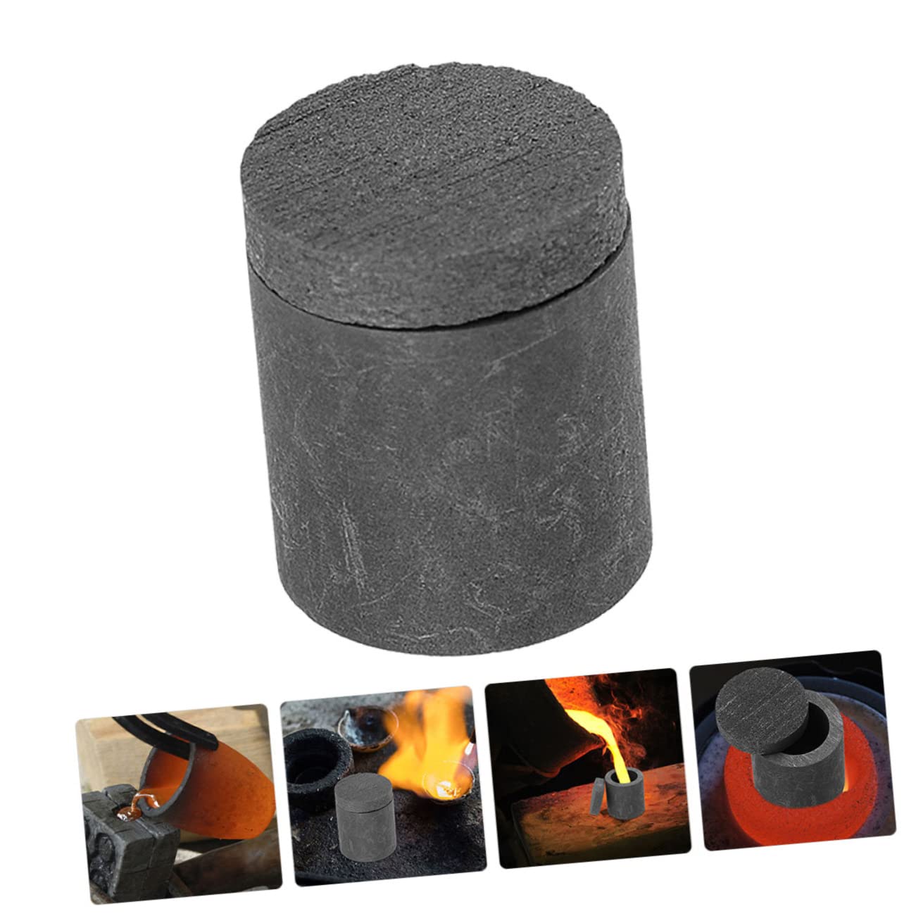 HAPINARY 2pcs Graphite Crucible Refining Tool for Laboratory Small Refining Crucible Practical Refining Crucible with Cover Melting Crucible Convenient Smelting Tool Melting Furnace Black