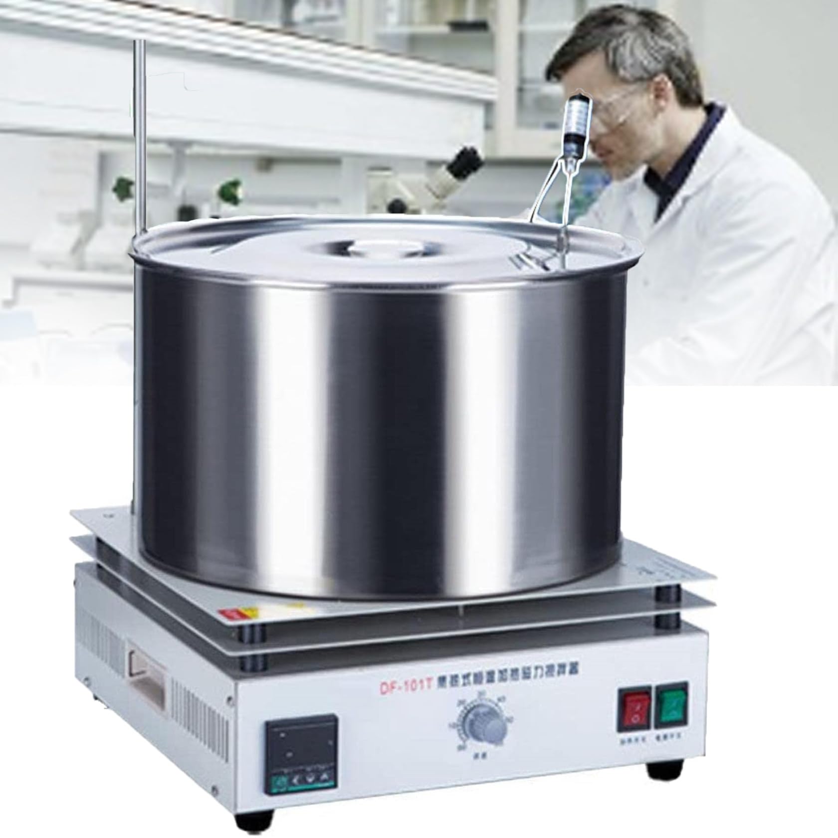 Digitaler Magnetrührer Heizplatte, 100-3000rpm Flüssigkeitsmischer für Brauen und wissenschaftliche Forschung, 10L Kapazität mit Wasser & Ölbad, Laborausrüstung für Experimente