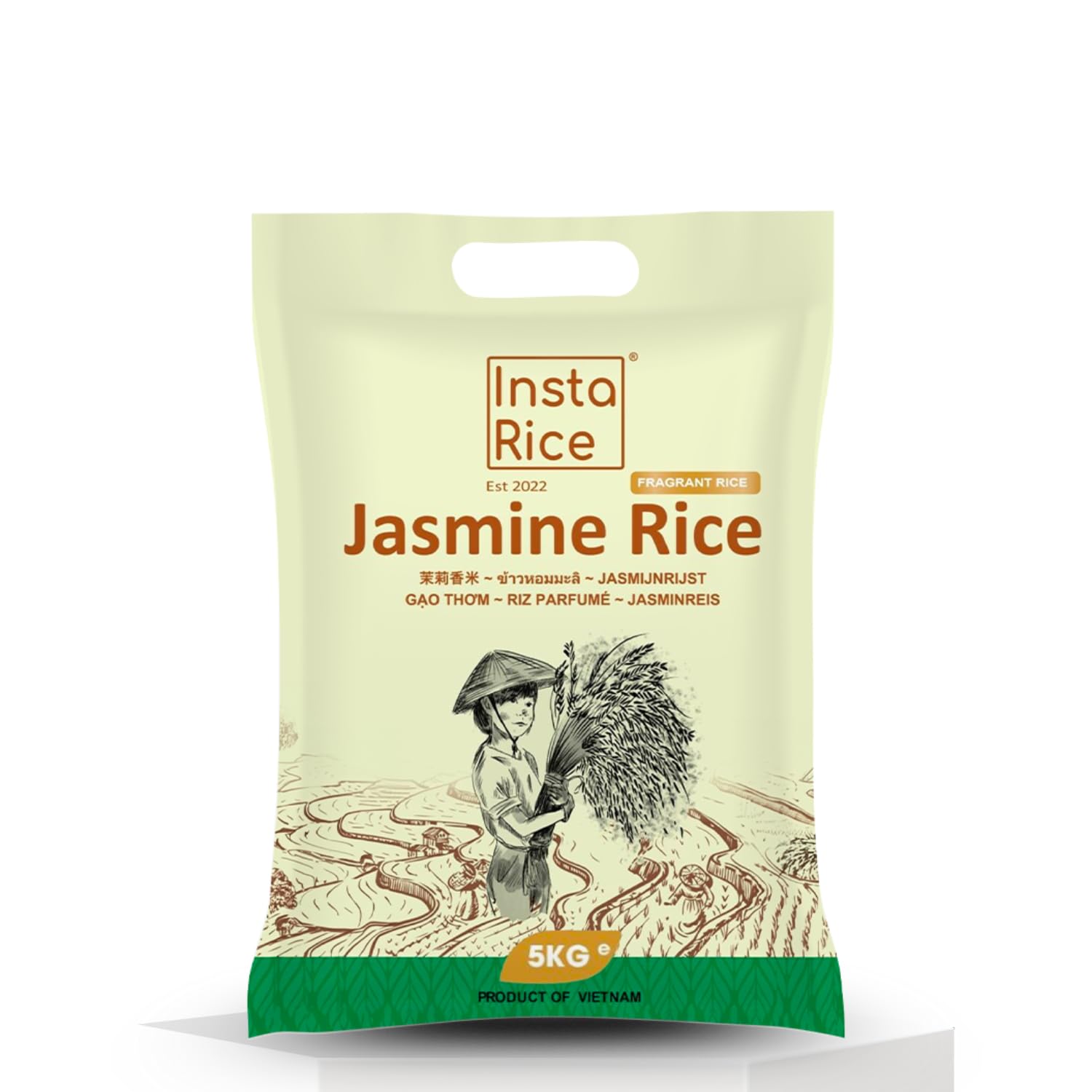 Insta Rice AAA Premium Vietnamese Jasmine Fragrant Rice 5kg – Naturally Aromatic Long Grain – Soft & Fluffy Texture – Gluten-Free & Plant-Based – Ideal for Asian Cuisine & Everyday Cooking