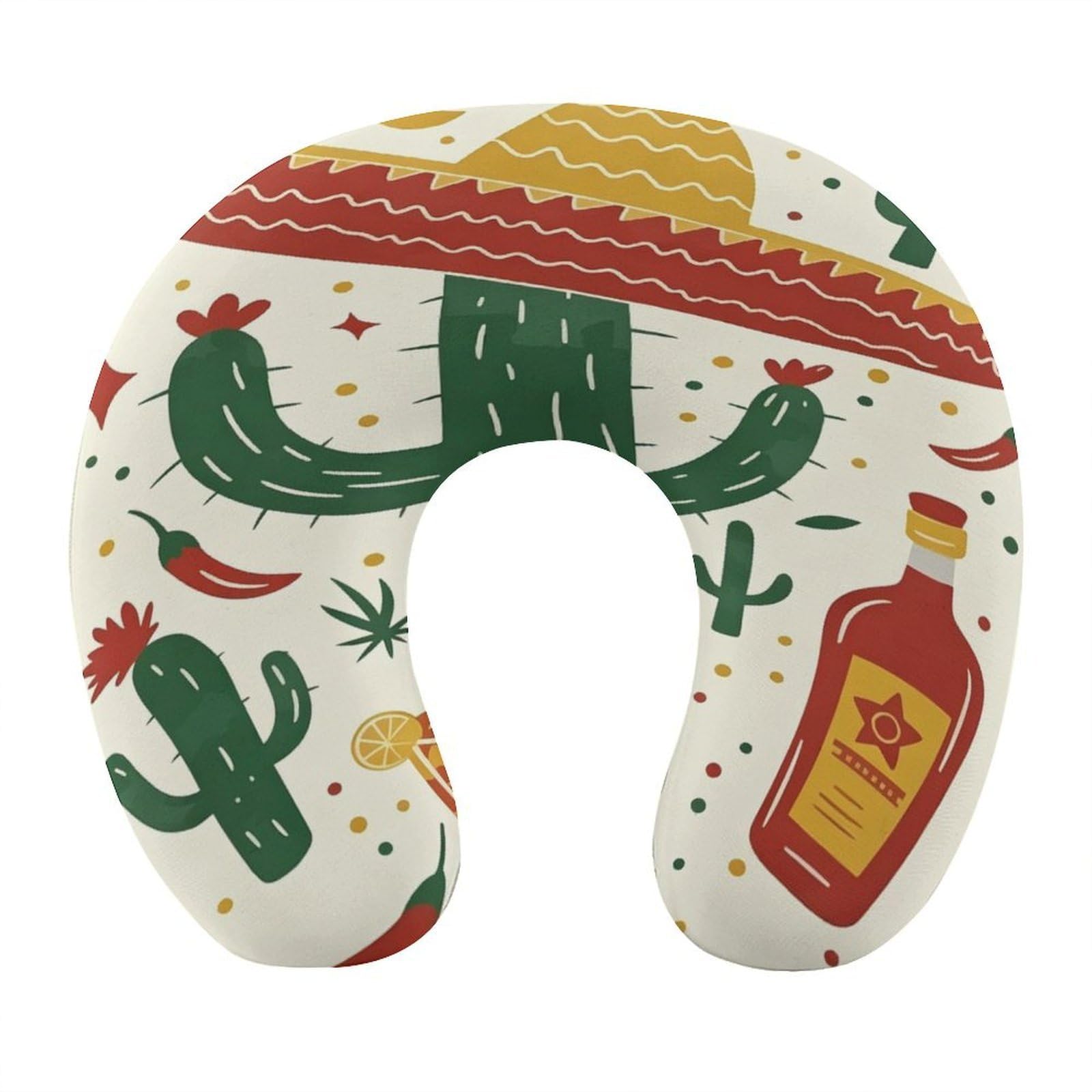 Btcowzrv Style Mexican Cactus U Shaped Neck Pillow Travel Pillows