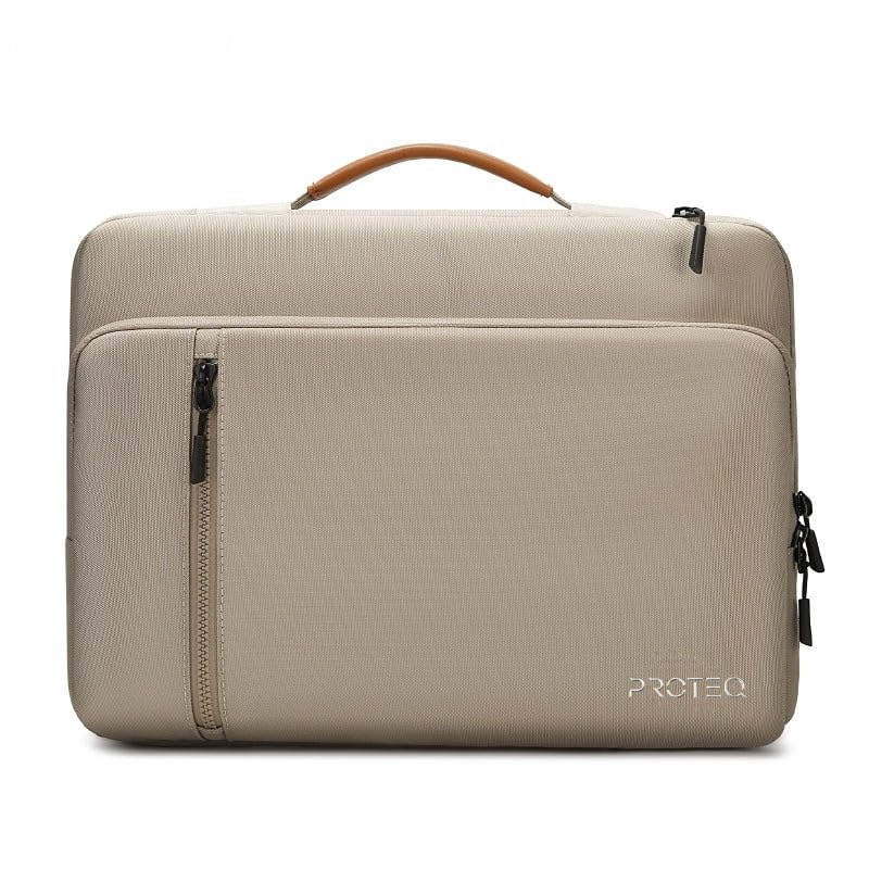 Image of PROTEQ Laptop Sleeve Shockproof Bag - Biege (Handle), 15.6 Inch | Slim Laptop Cover Bag | Slim Protective Cover Case for Office, College Black & Beige | Shockproof Laptop Sleeve Bag