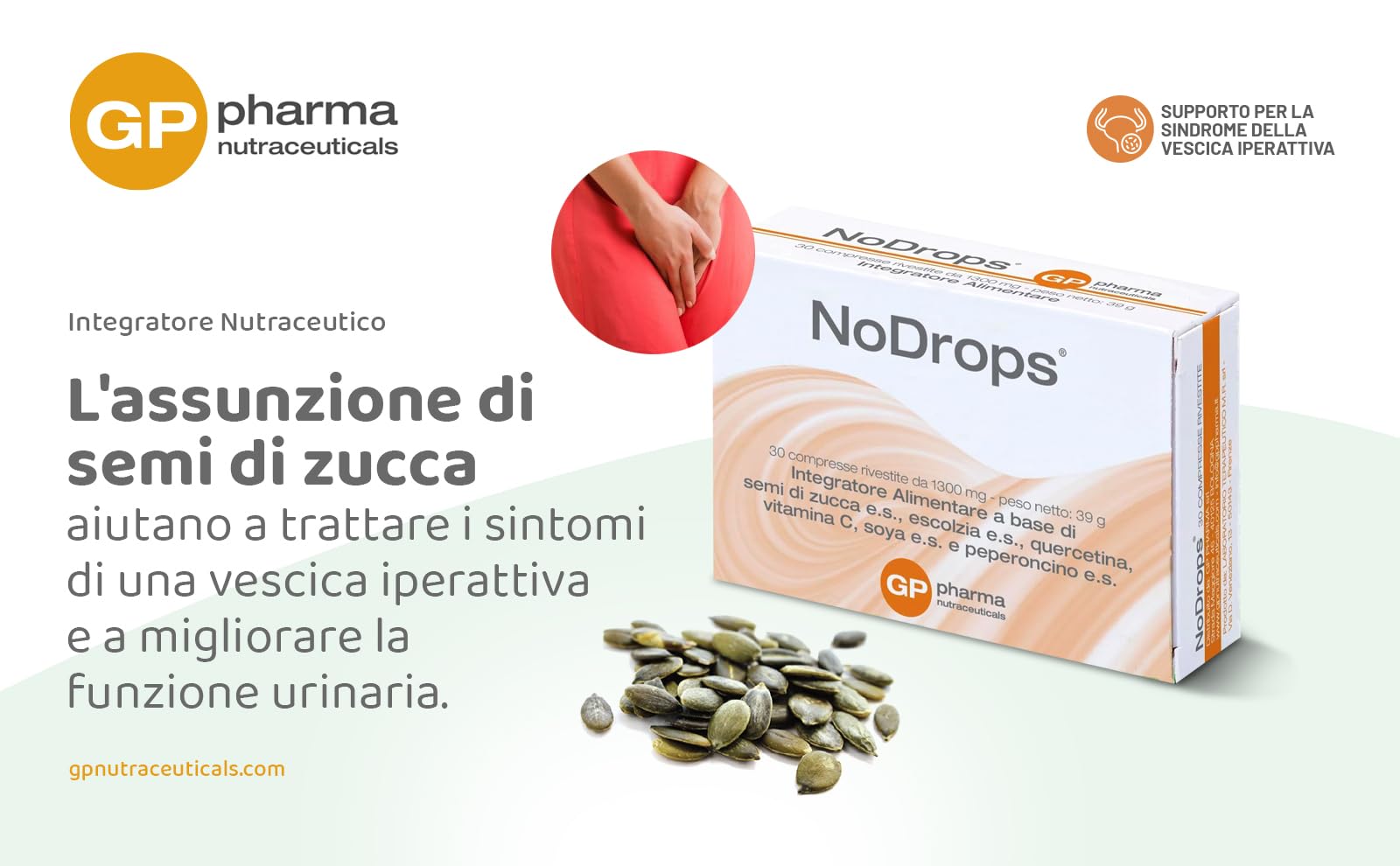 NoDrops® Supporto per la Sindrome della Vescica Iperattiva, Benessere Urinario, Controllo della Minzione,Formula Naturale per Uomo e Donna