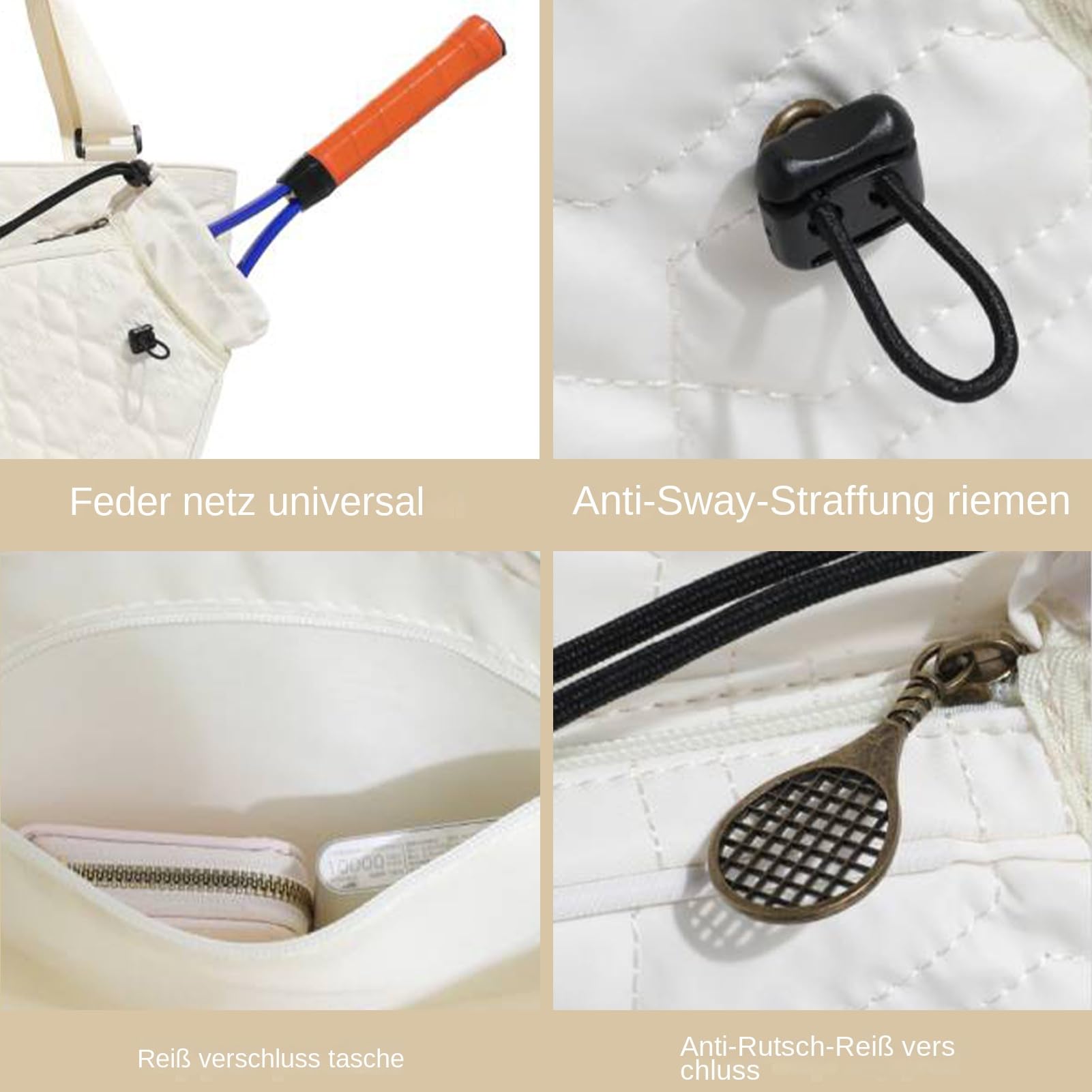 Borsa da tennis per attività all'aperto, 40 x 16 x 40 cm, borsa per la