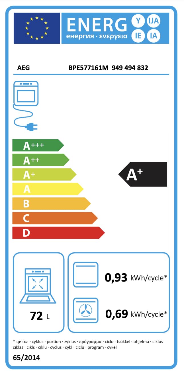 AEG BPE577161M Horno Eléctrico Multifunción, 72 L, Limpieza Pirolítico, Integrable, Sonda Térmica, Función a Vapor, Display LCD Táctil, Ventilador XXL, Inox Antihuellas, Clase A+, Fabricado en DE