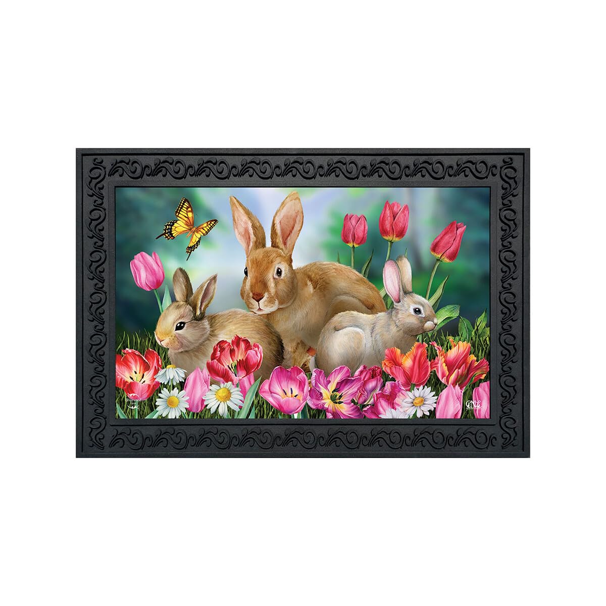 Briarwood Lane Spring Doormat 30x18 Indoor Outdoor Bunny Family for Spring Doormat