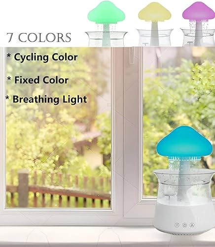 Miniatura 5 de Rain Cloud - Lámpara humidificadora de hongos  Luz nocturna relajante de cascada con sonidos de lluvia, ayuda para dormir y relajación, regalo ideal