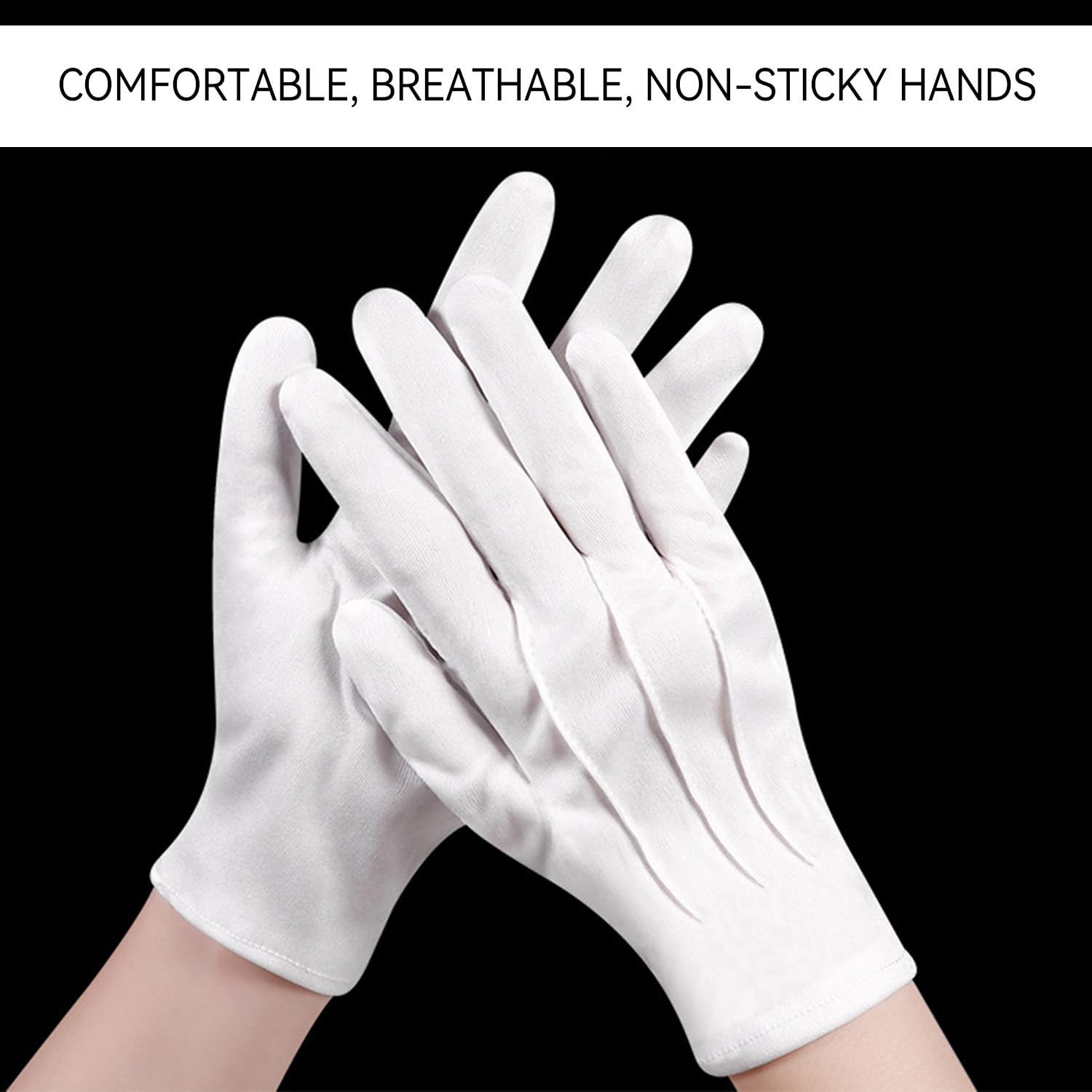 HINFHI 4 Pieces Of White Etiquette Gloves, Soft And Breathable Gloves, Security Duty Gloves, Jewelry Identification Gloves, Clothing Accessories. - Image 4