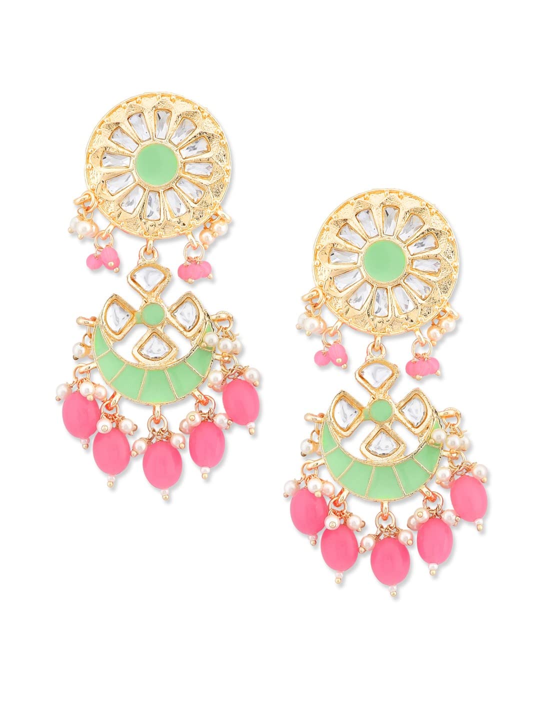 Zaveri Pearls Green Meenakari & Pink Beads Traditional Dangle Earring For Women-ZPFK11595 (B09Q3BR66M) Amazon Price History, Amazon Price Tracker
