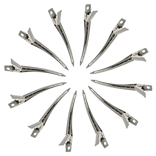 Miniatura 3 de 24 paquetes de pinzas de pato Bantoye de 35 pulgadas de metal a prueba de herrumbre con agujeros para peinar el cabello coloración del cabello plata