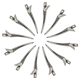24 Packs Duck Bill Clips, Bantoye 3.5 Inches Rustproof Metal Alligator Curl Clips with Holes for Hair Styling, Hair Coloring, Silver