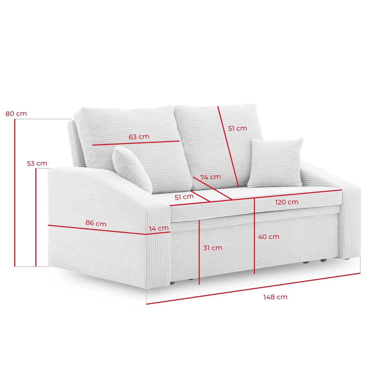Sofa Dorma mit schlaffunktion, einfacher Aufbau, modernes Design, polstermöbel. Schlafcouch zum Wohnzimmer. Widerstandsfähiges, Minimalistisches Design (POSO 005)