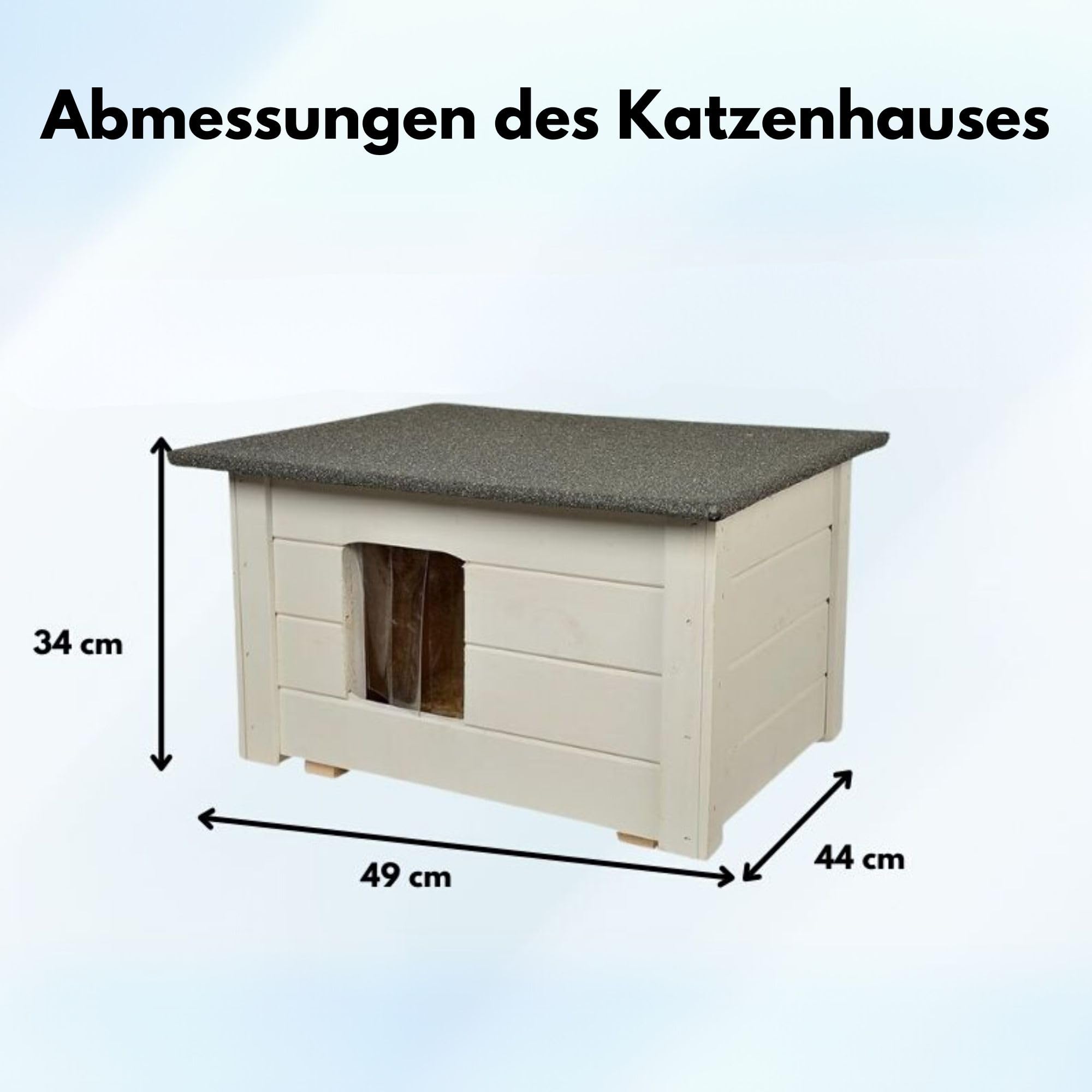 Casetta per gatti per esterni, in legno, isolata, per giardino o terrazza, 54 x 39 x 34 cm