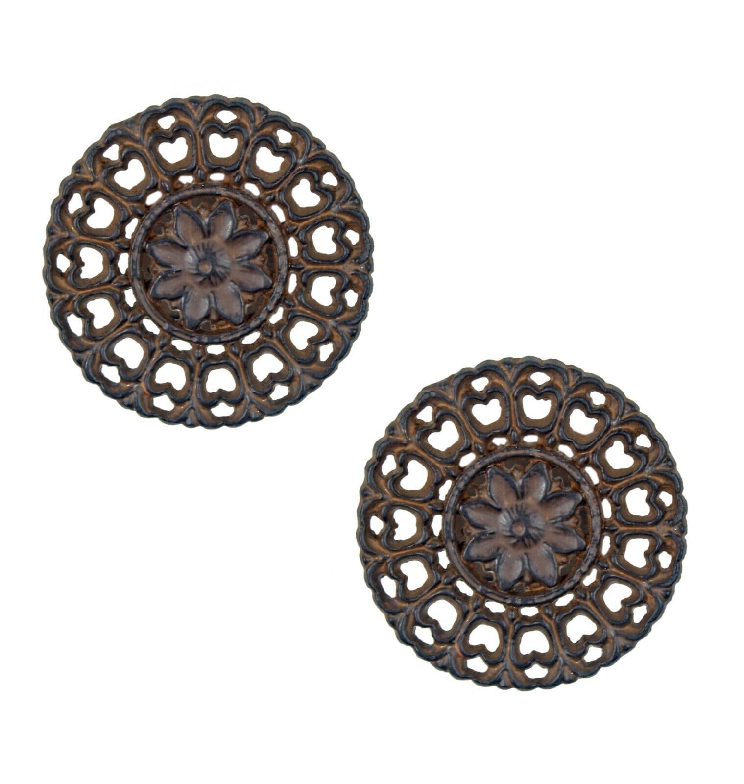 Fyne-Finds Brown Set Of 2 Cast Iron Curtain Tie Backs Rustic Vintage Curtains Holders Tiebacks Holdbacks Hooks