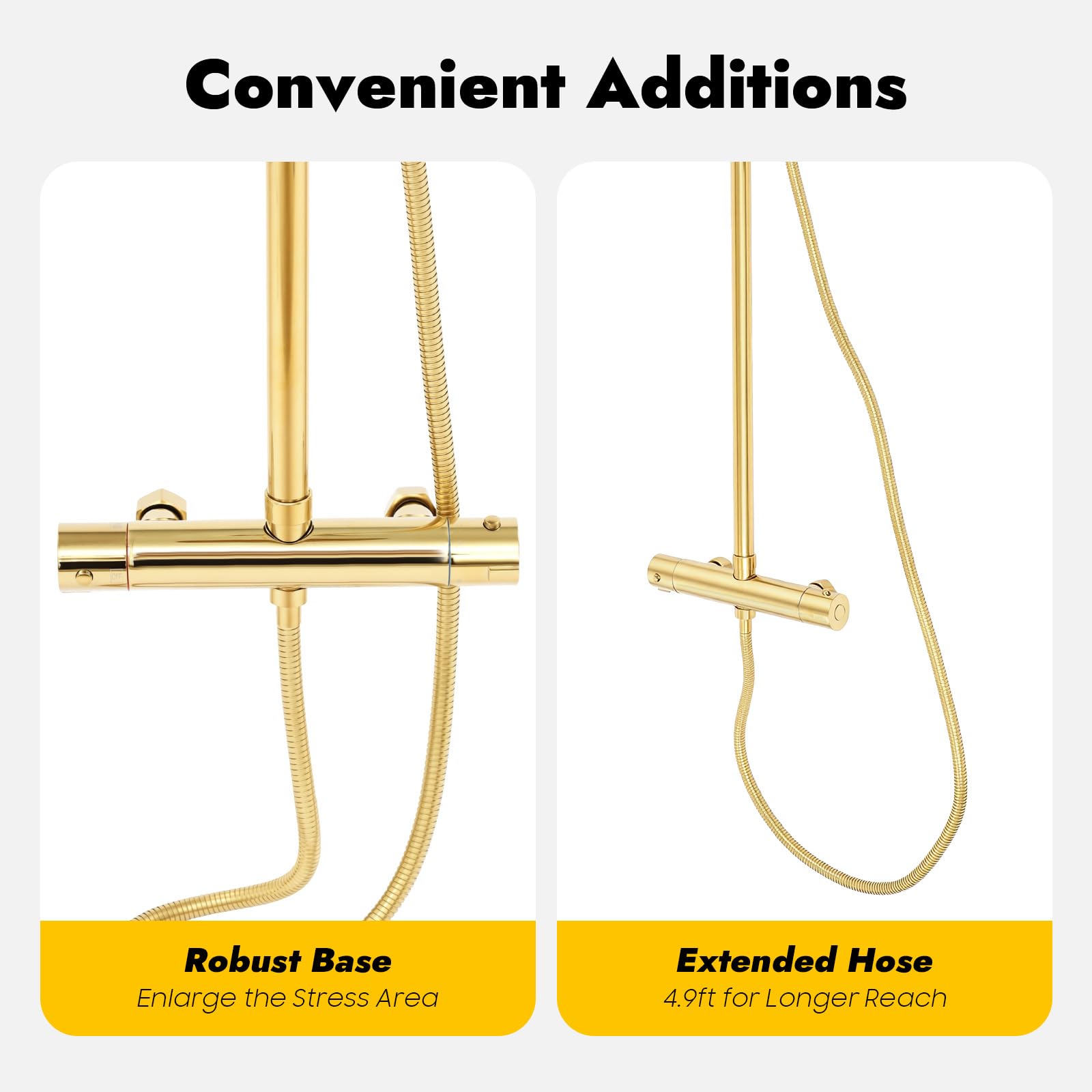 Colonna doccia Termostatica Oro, Doccia A Pioggia A Parete 7,87 Pollici 360° con Doccetta 2 Modalità e Flessibile 1,5 m, Miscelatore A Parete Ottone Inox 304 per Bagno