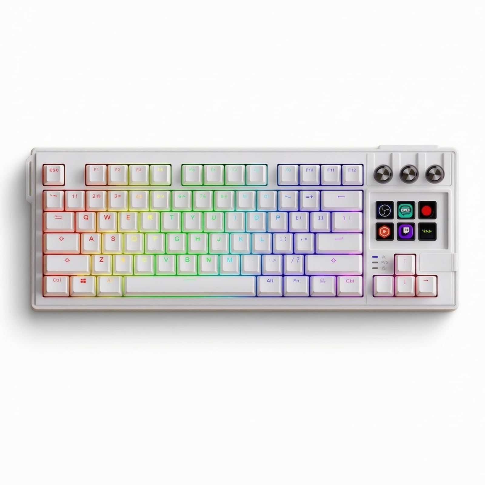 Tastiera Hot-Swap con Tasti Display Retroilluminata RGB Tastiera Meccanica con Manopole Silenziosa per Streamer