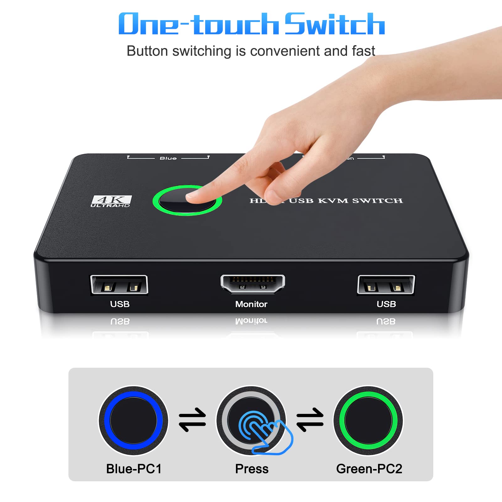 Ozvavzk USB 3.0 HDMI KVM Switch für 2 Computer die Sich 1 Monitor teilen 4K 60Hz,HDCP 2.3.HDMI Switch 2 PC 1 unterstützt bis zu 4 USB-Geräteanschlüsse Ozvavzk USB 3.0 HDMI KVM Switch für 2 Computer die Sich 1 Monitor teilen 4K 60Hz,HDCP 2.3.HDMI Switch 2 PC 1 unterstützt bis zu 4 USB-Geräteanschlüsse