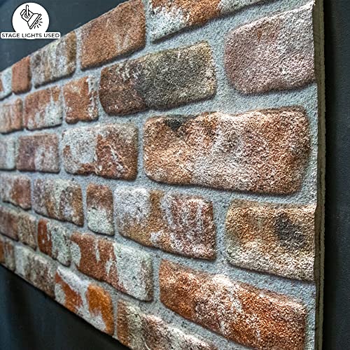 Dundee Deco 3D Wall Panels Brick Effect - Cladding Red Grey Brown Stone Look Wall Paneling, Styrofoam, Sample, Size 10 X 10 In. #TOP5