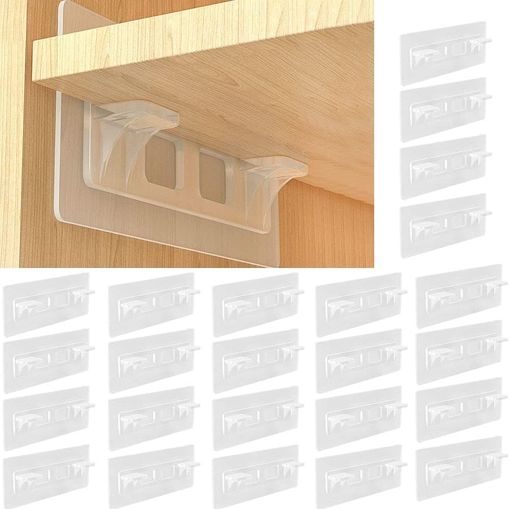 Punch Free Shelf Support Pegs, 24 Pcs Clear Self Adhesive