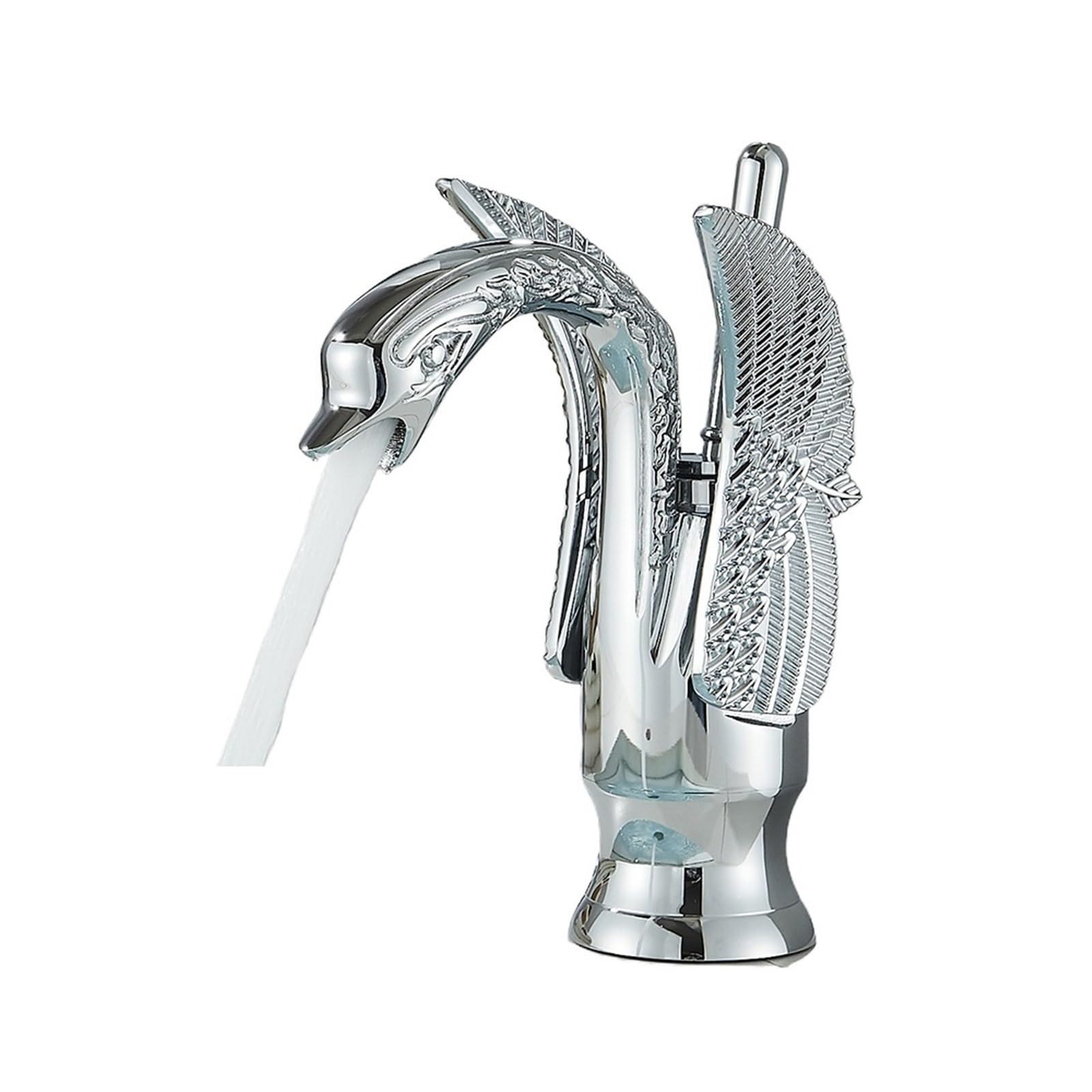 Basin tap Swan Bath Basin Brass Faucet Cold and Hot Water Mixer Taps Black/Gold/Antique Bathroom Washbasin Crane(Chrome Short)