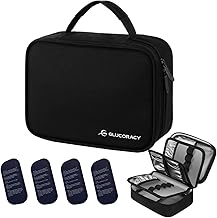 Glucoracy Large Insulin Cooler Travel Case,Medication Cooler Bag with 4 * 160g Reusable Ice Packs for Insulin Pens and Diabetic Supplies, Diabetic Care Kits Organizer with Handle Design, Black