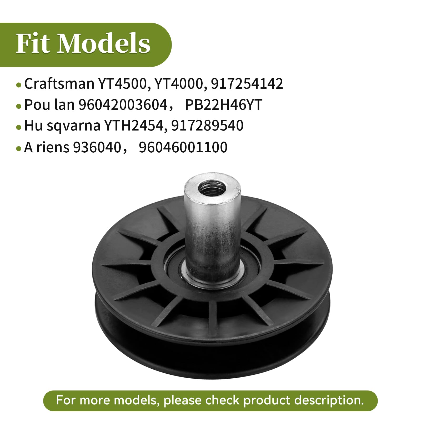 Idler Pulley For YT4500 YT4000, V Groove Deck Belt Pulley Replacement OEM 407287 532407287, ABS And