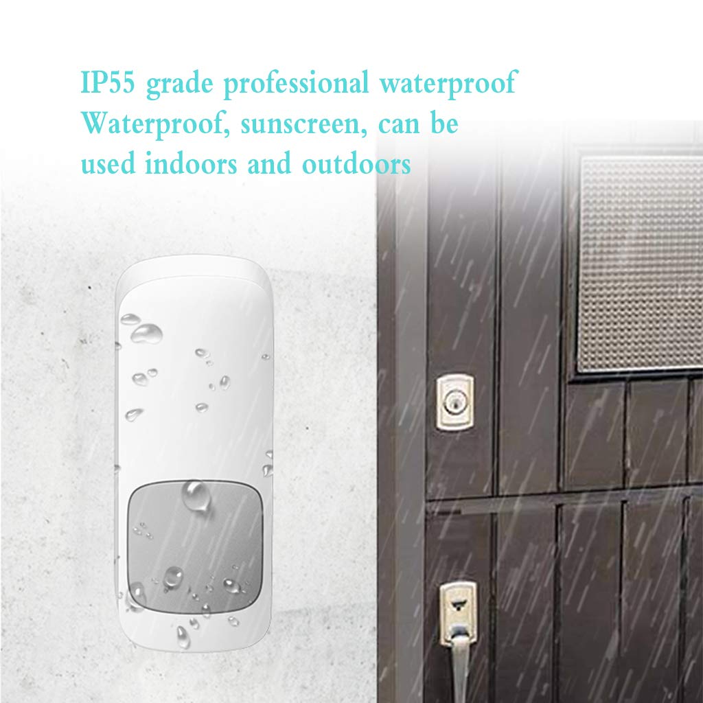Timbre inalámbrico Impermeable, Kit de Timbre de Puerta inalámbrico con Enchufe de Pared y Alcance de 457 m, 52 melodías a Elegir, 2 pulsadores y 1 Receptor enchufable.