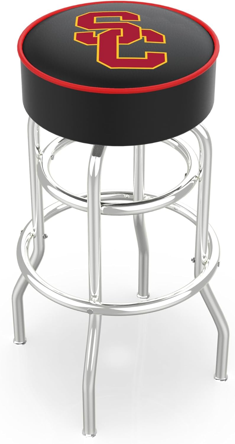 HBS L7C1 USC Trojans 25" Double-Ring Swivel Counter Stool with Chrome Finish