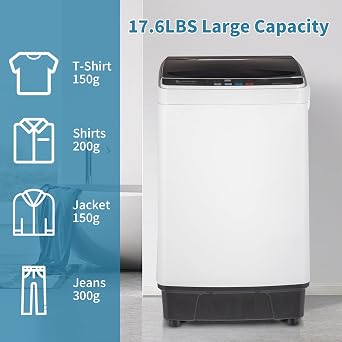 Full Automatic Washing Machine, 17.8 Lbs Top Load Portable Washer with Drain Pump, 10 Wash Programs 8 Water Level Washer and Dryer Combo, 2 in 1 Washer and Dryer for Apartments, RV, Camping