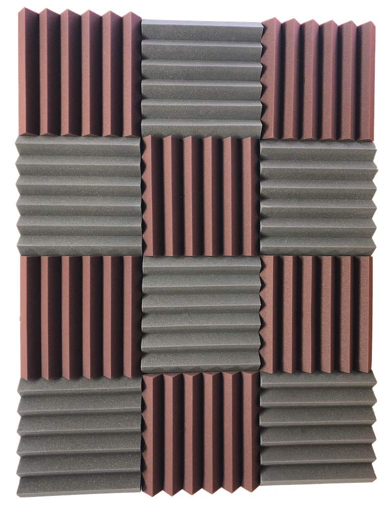 4492 Acoustic Wedge Soundproofing Studio Foam Tiles 2 X 12 X 12-Inch Pack of 12 Charcoal Black and Burgundy Maroon product thumbnail 5
