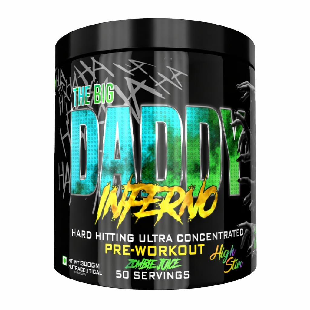 The Big Daddy Inferno Pre workout | 4500mg Aminature Fermented Citrulline Malate, 150mg Alpha GPC, 3000mg Beta Alanine, Boost Focus, Strength, Energy and Pump | 300GRAMS| (ZOMBIE JUICE)