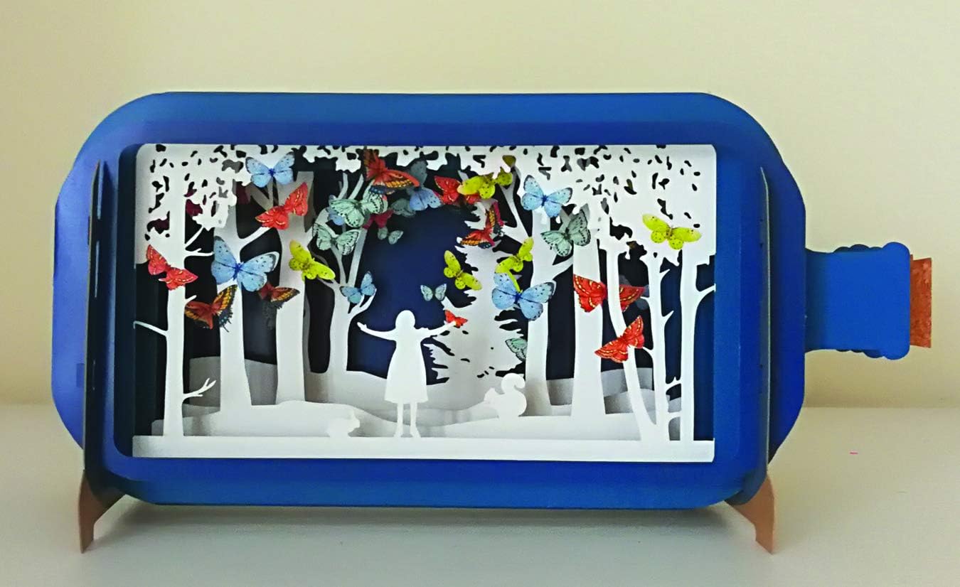 Message in a Bottle Girl in The Forest Pop-Up Card (MIB032), Blue, 5x 9.75 inch