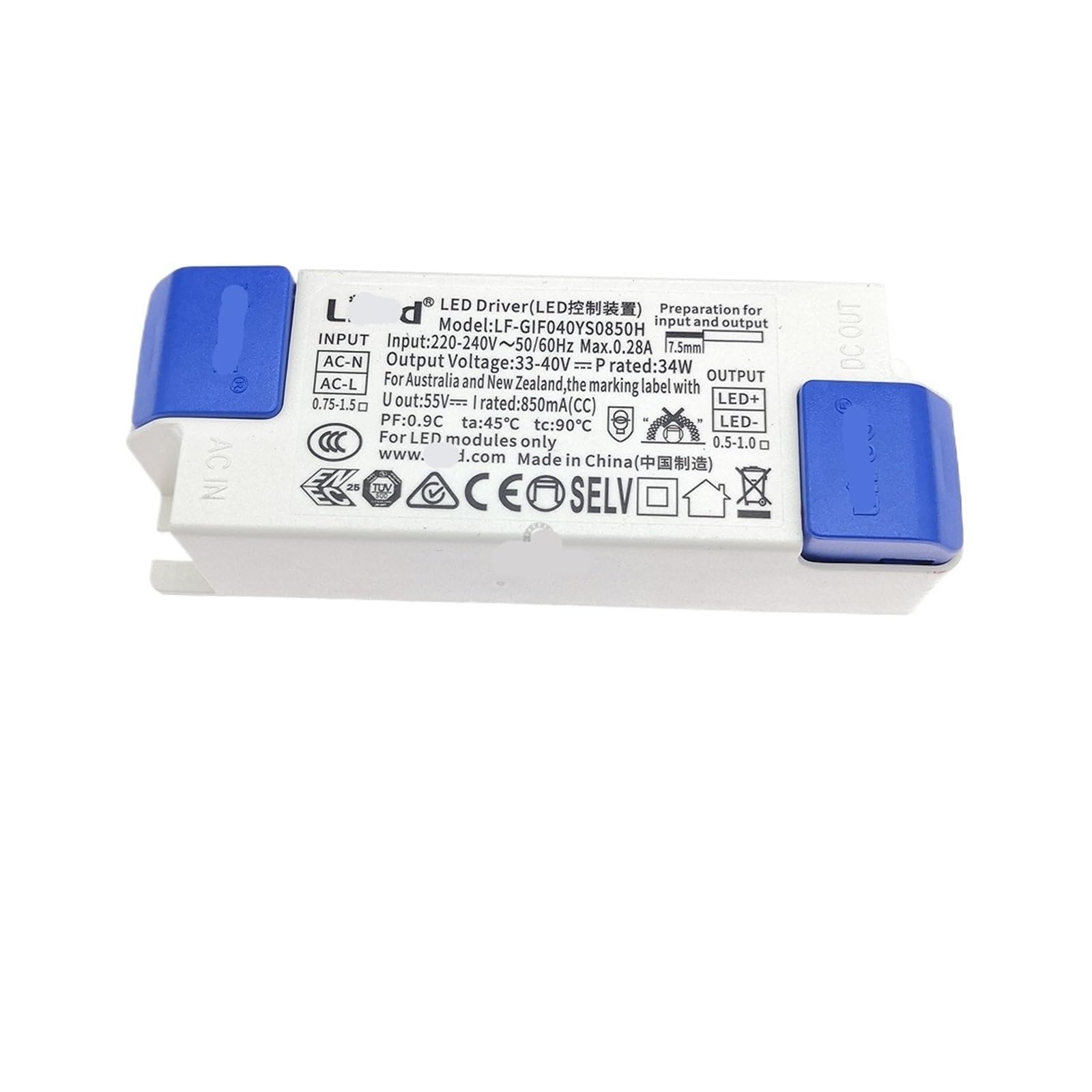 Pilote LED LF-GIF040YS transformateur éclairage sans scintillement 800mA 1050mA module alimentation DC33-40V