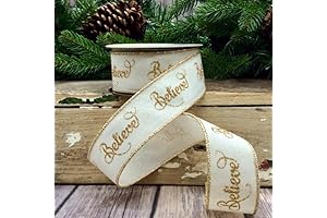 D. Stevens 1.5" Cotton Linen Believe Ribbon: Ivory/Gold (10 Yards)
