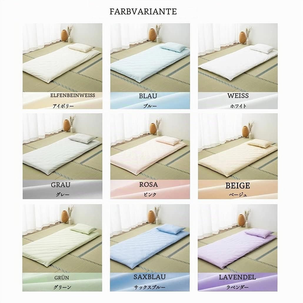 EMOOR Bezug aus 100% Baumwolle, Für Traditionelle Japanische Boden-Futon-Matratze, 105 x 215 cm, Grau, Hergestellt in Japan