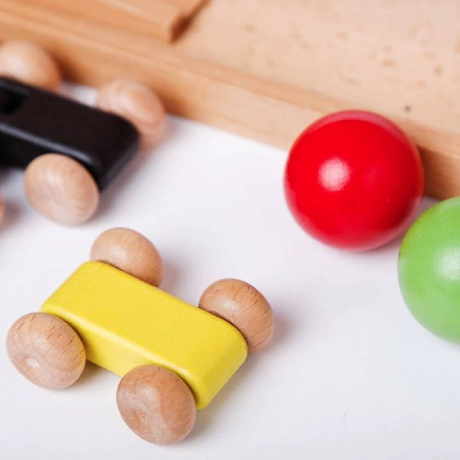 Kinder Sinnesbahn Holz Kugelbahn Auto-Rampe Spielzeug Beechholz Glatte Kanten Rechteckiger Rahmen Farbige Einsätze Fördert Aufmerksamkeit Und Feinmotorik für Kleinkinder Vorschule Kita