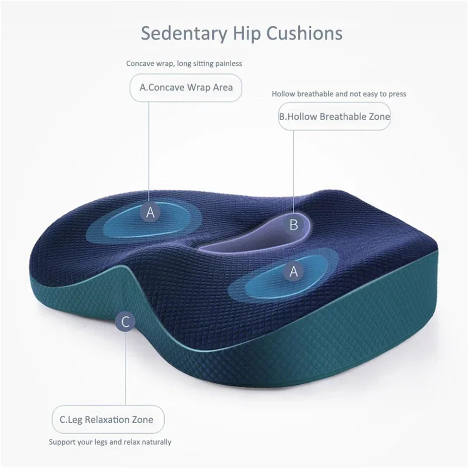 Cuscino for sedile in memory foam, supporto for la schiena, set di cuscini ortopedici ergonomici, sollievo dal coccige, cuscinetto lombare for sedia da ufficio, auto(Cushion Set Grey)