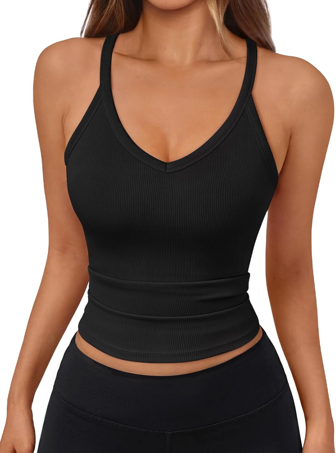 Trendy Queen Womens Workout Tank Tops Racerback Summer 2026 Camisole Top V Neck Ribbed Sleeveless Beach Fashion Clothes