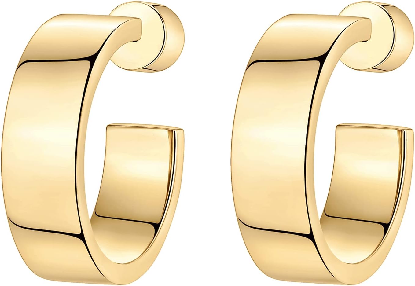 PAVOI 14K Gold Plated Thin Square Edge Open Hoop Earrings for Women | Trendy Lightweight Open Hoops - Image 3